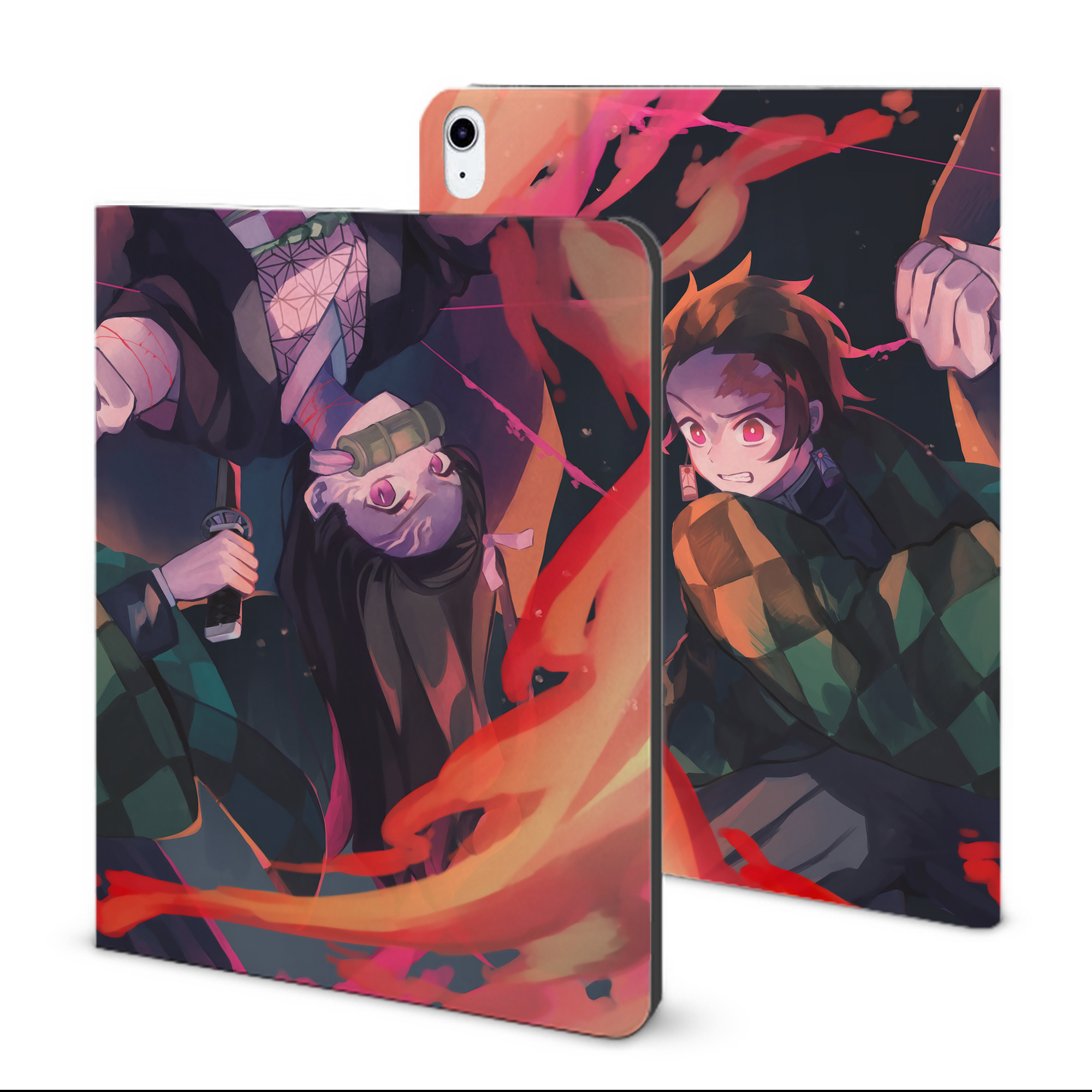（画像用） 鬼滅の刃（きめつのやいば）竈門 炭治郎／かまど たんじろう Kamado Tanjirou IPad ケース ブック型 PUレザー TPU 耐衝撃 軽量 薄型 ペン収納なし 全面保護 IPad 各モデル対応